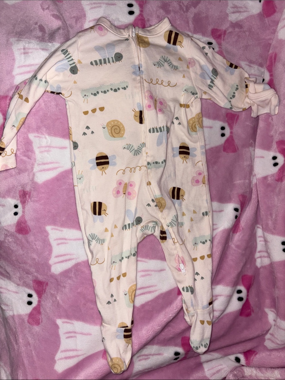 Baby Girls Footie w Bug Print
